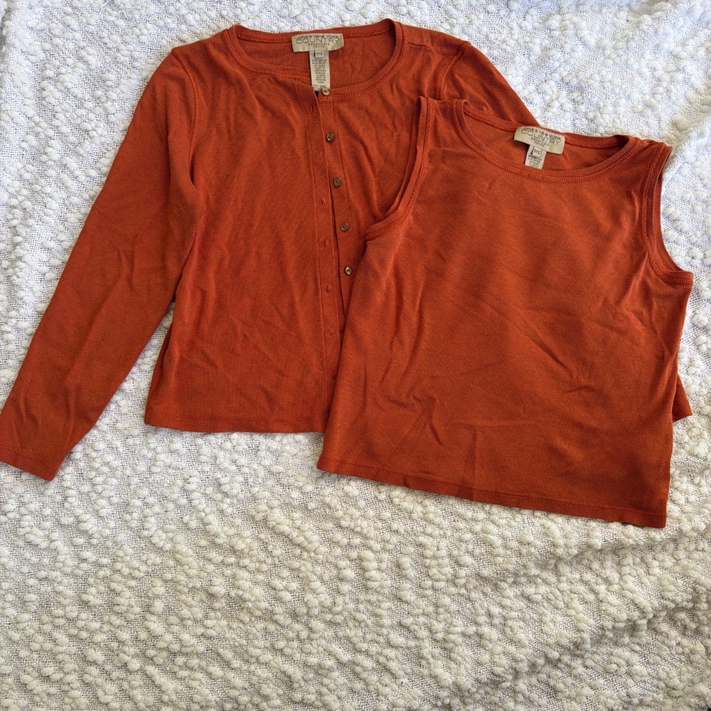 Jones New York Country Essentials Petite Ribbed Tank in Rust